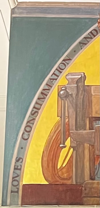 Love's Consummation marouflage mural detail, Hall of Remembrance