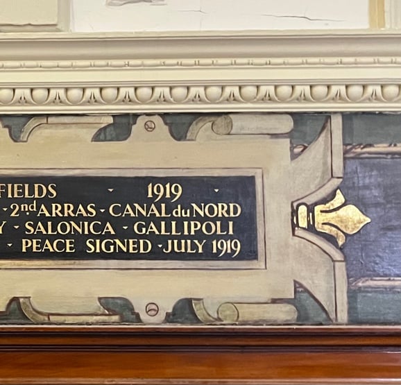 Regimental frieze panel: Peace signed July 1919, Hall of Remembrance