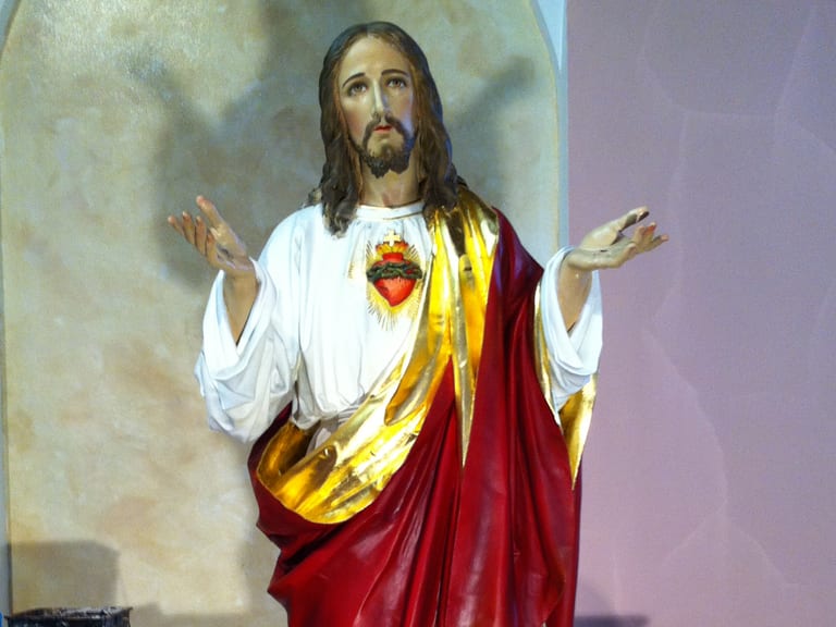 Wooden ecclesiastic statue after conservation treatment