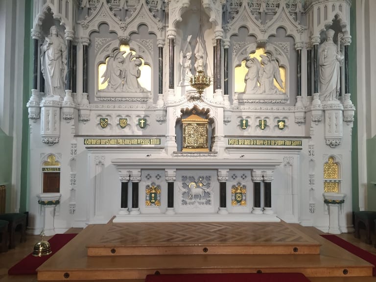 Altar gilding at Our Lady's, Bryn