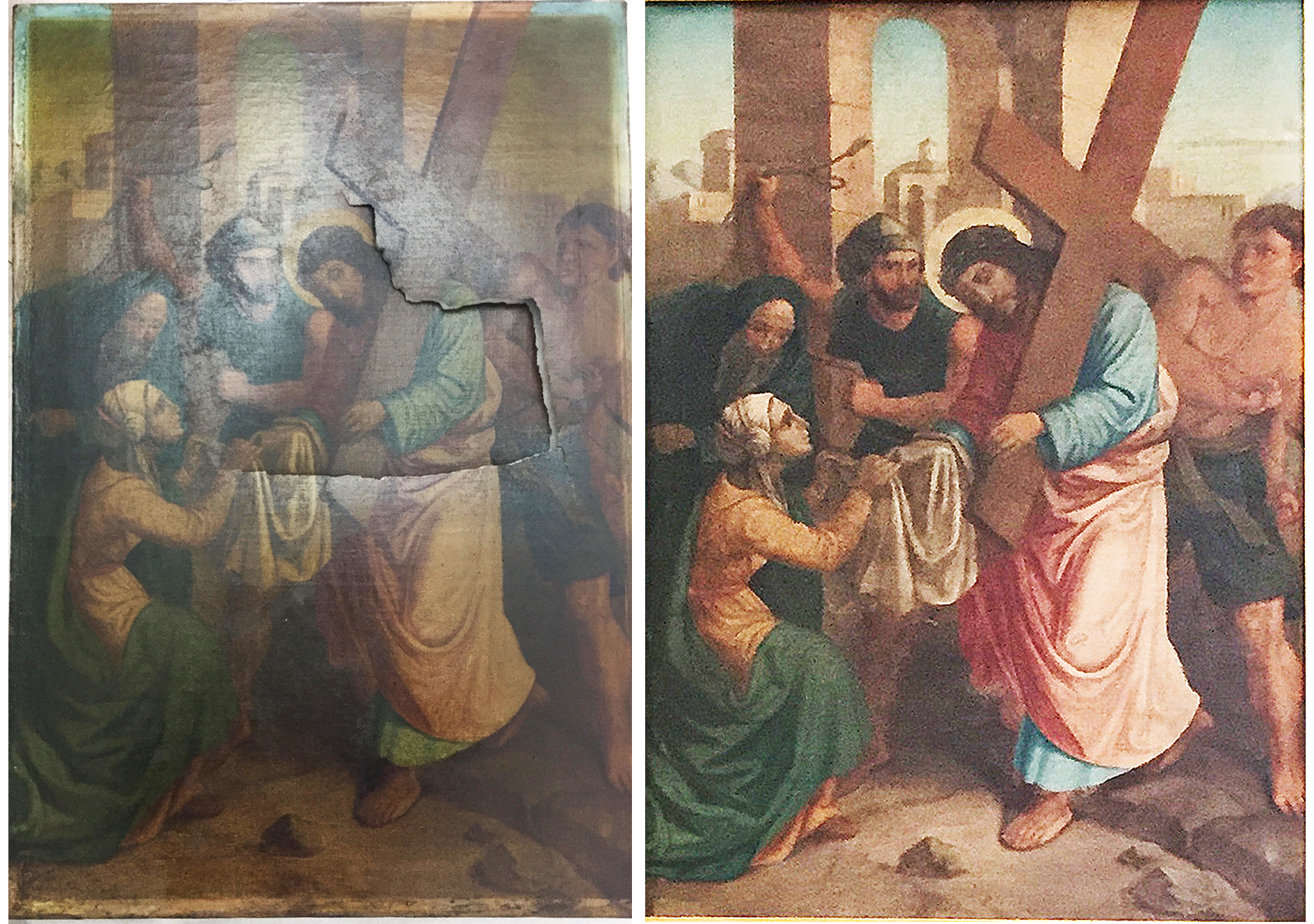 Consolidation and inpainting on antique gesso frame ornament — North West Murals Ltd, Manchester