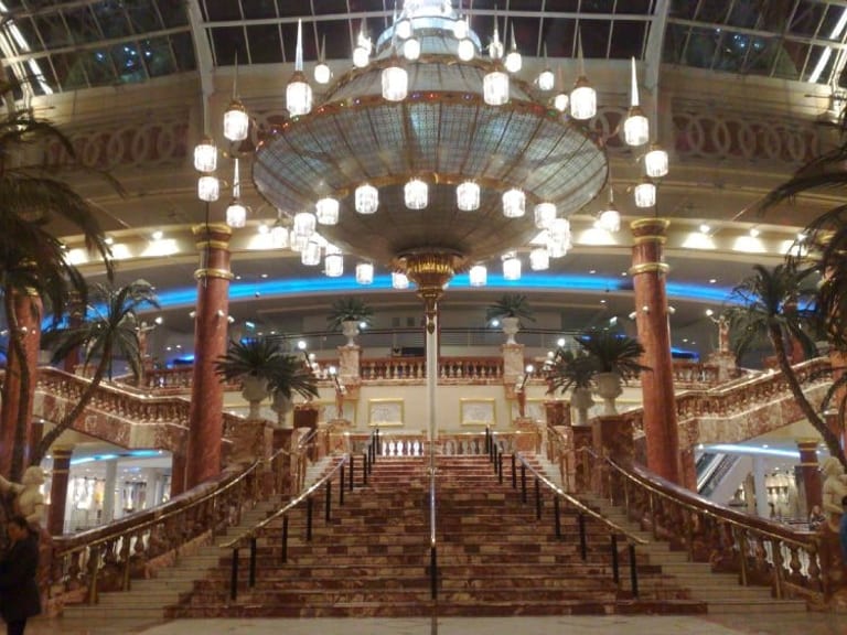 Marbling on marble staircase at Trafford Centre Great Hall